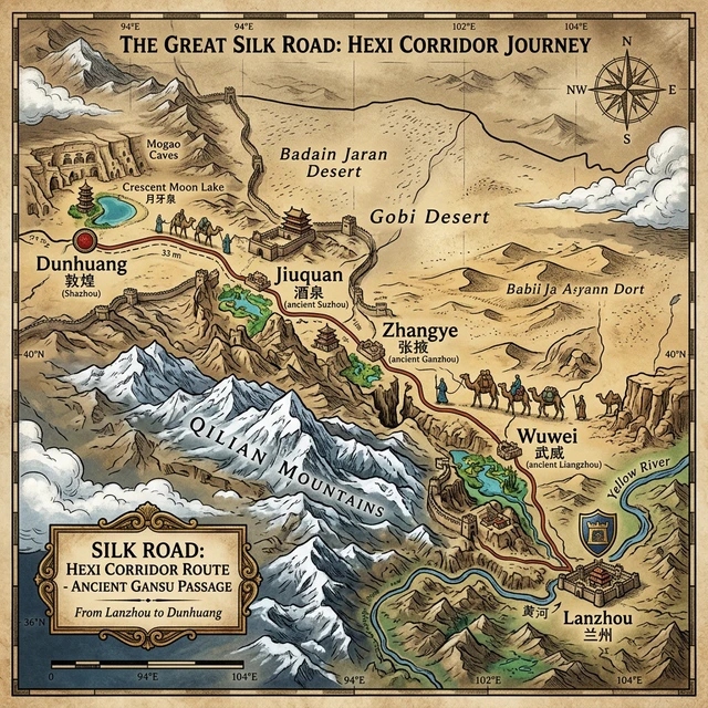 Route Map for gansu-silk-road
